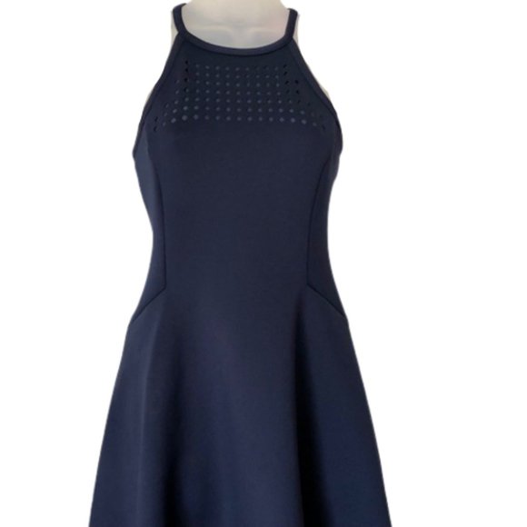 Lilly Pulitzer Aurelie Midi Halter Dress Laser Cut Details - True Navy XXS - Picture 3 of 10